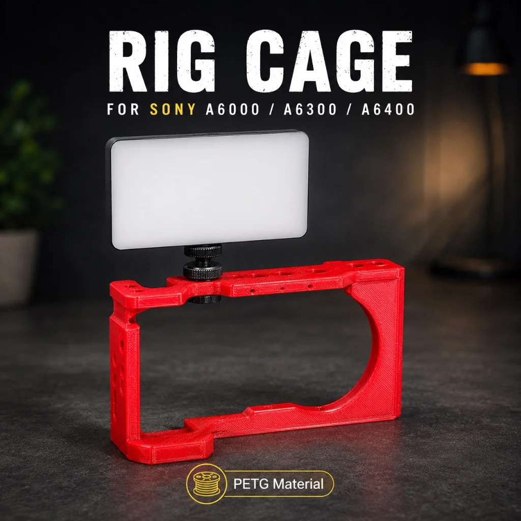 Sony A6000 / A6300 / A6400 Rig Cage 3D Print Bahan PETG yang Kuat dan Ringan